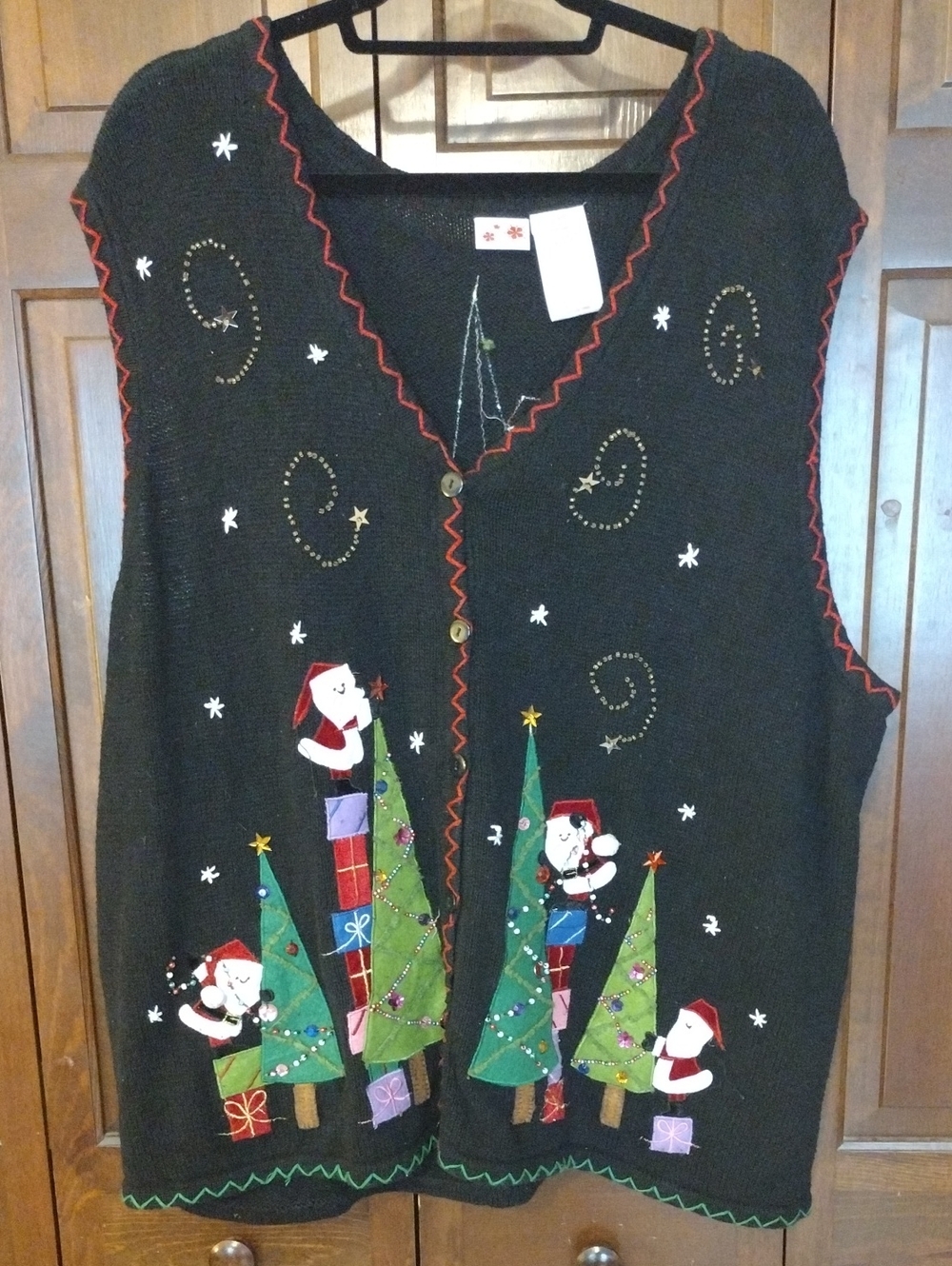 4X 26/28 Christmas Sweater Vest Vintage Ramie Cotton